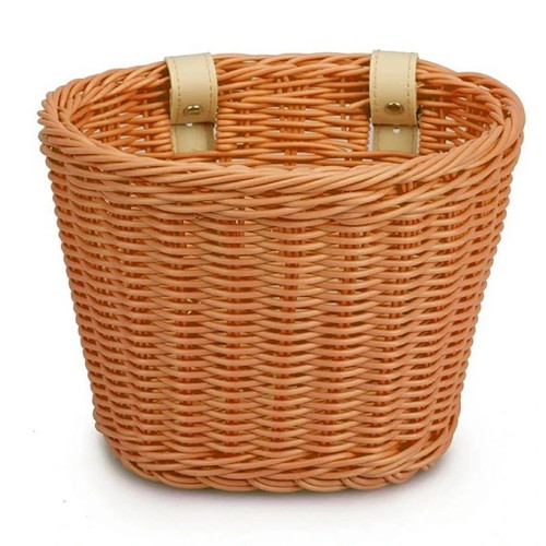 Handwoven rattan bike basket - "handwoven,